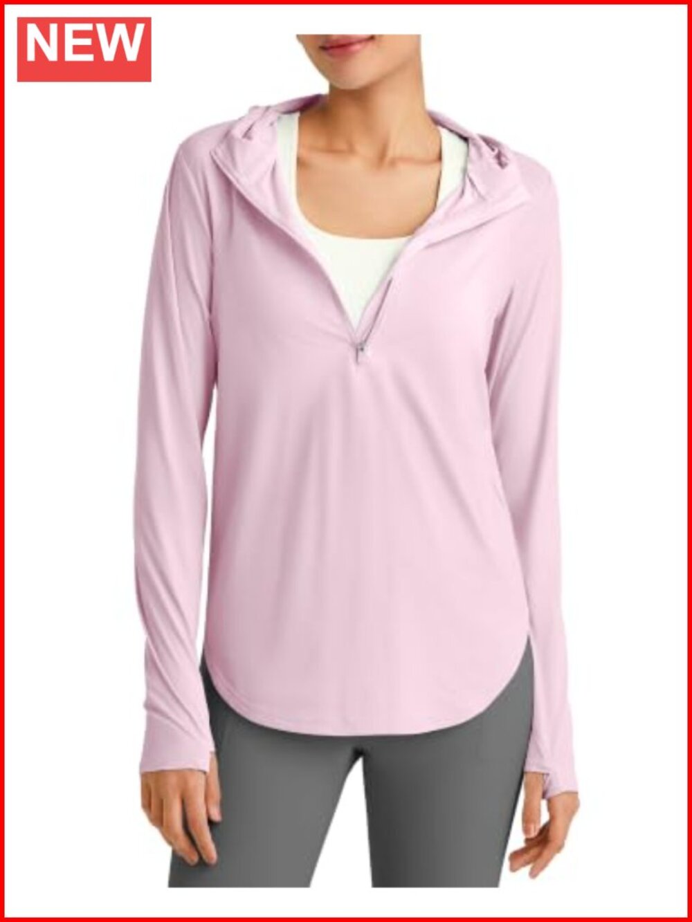 Skimetic UPF 50+ Sun Shirt Hoodie Half Zip Long Sleeve Athletic Top